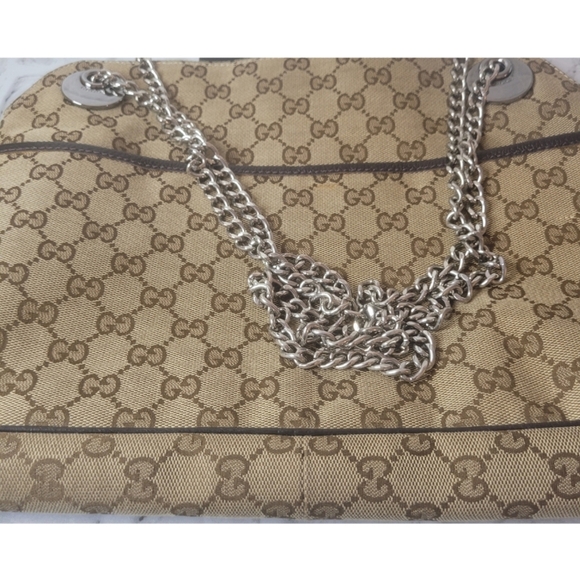 Gucci GG Eclipse Purse Brown Tan Logo Canvas Fabric Shoulder Bag Designer Retro - Picture 8 of 16